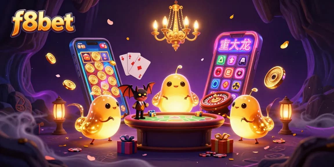 Experience thrilling gaming action at f8bet with vibrant glowworms illuminating a casino.