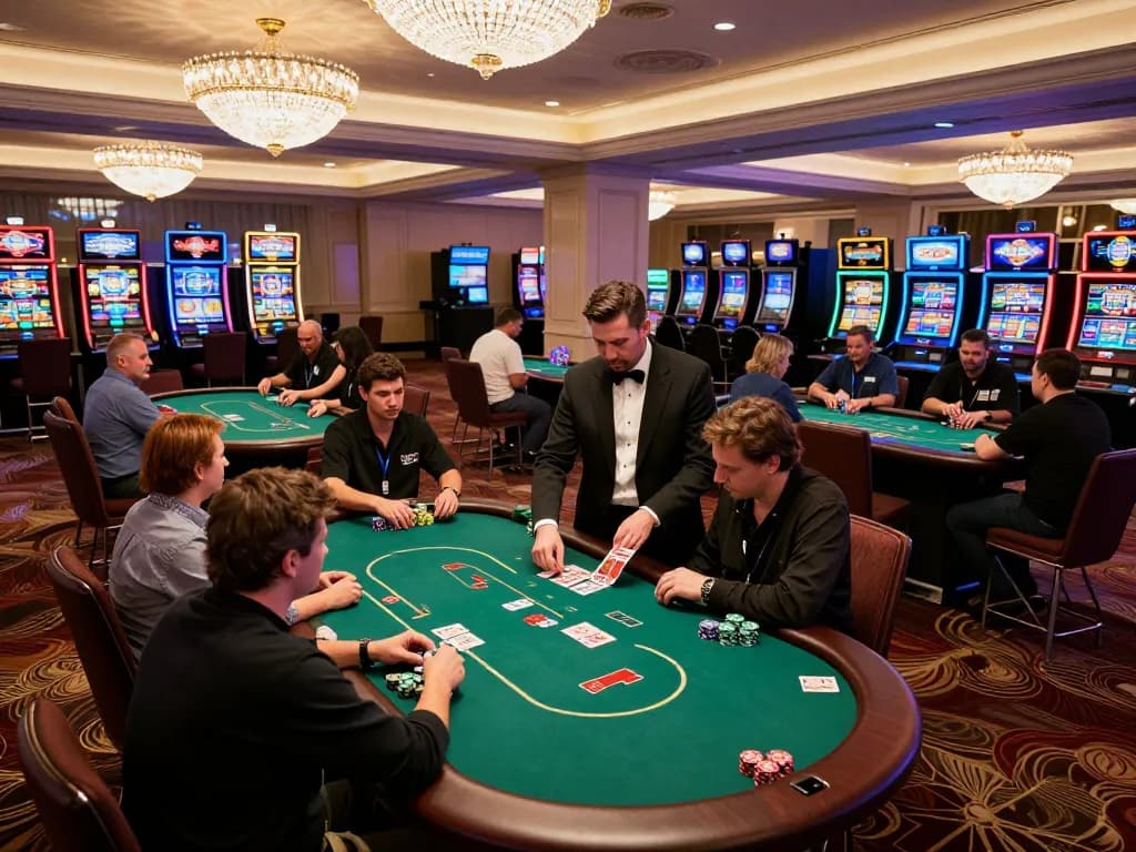 Experience dynamic poker gameplay at 58wiin amidst luxurious casino ambiance.