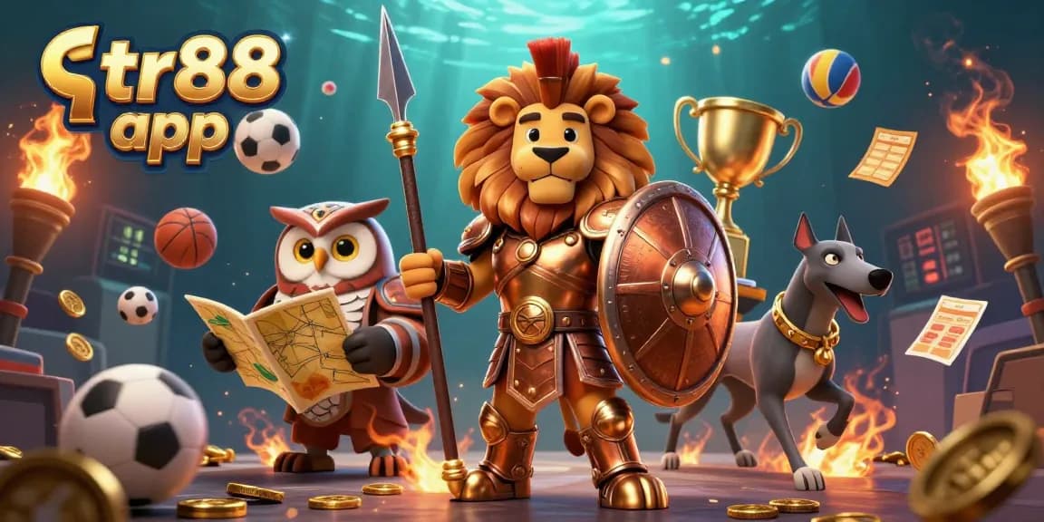 Experience the excitement of the tr88 app illustrated with dynamic casino elements and vibrant characters.