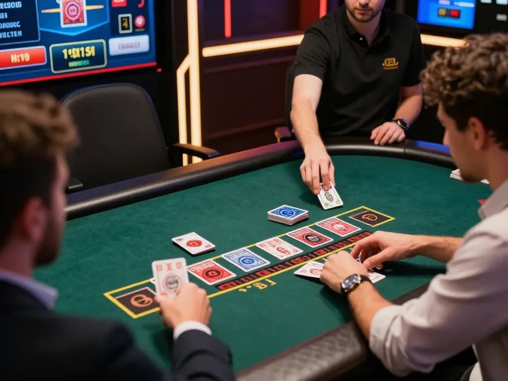 nhacaiuytinn engaging in live dealer blackjack, showcasing strategic gameplay and vibrant online atmosphere
