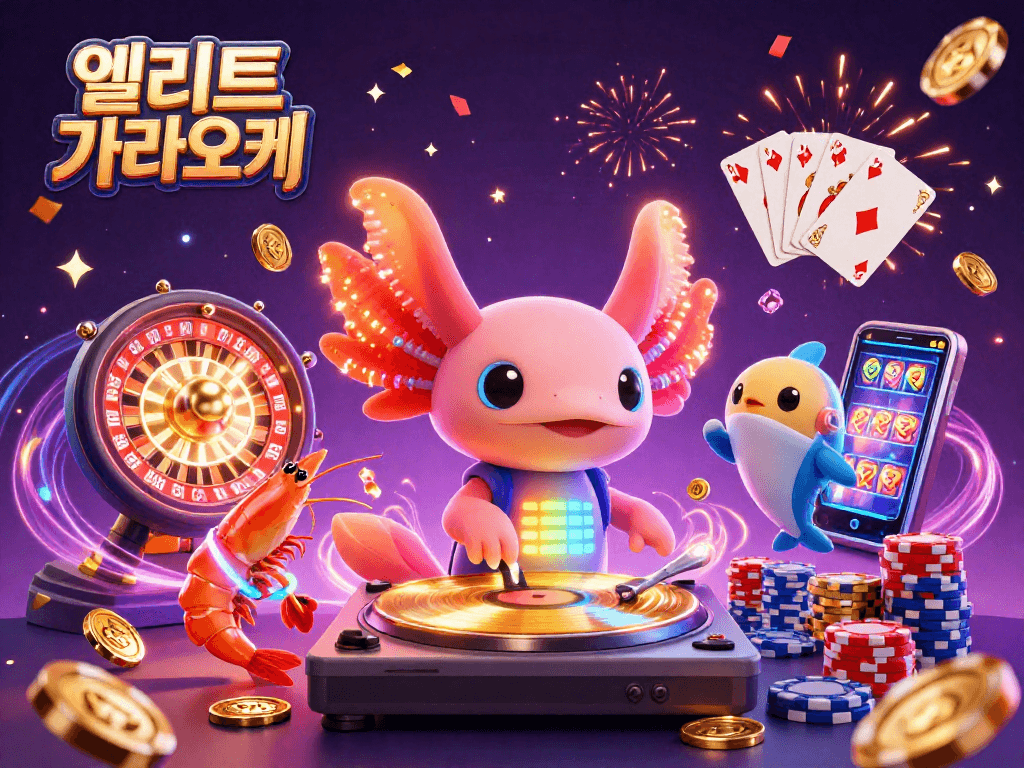 엘리트 가라오케에서 화려한 파티를 즐기며 춤추는 생물들과 함께하는 환상적인 장면