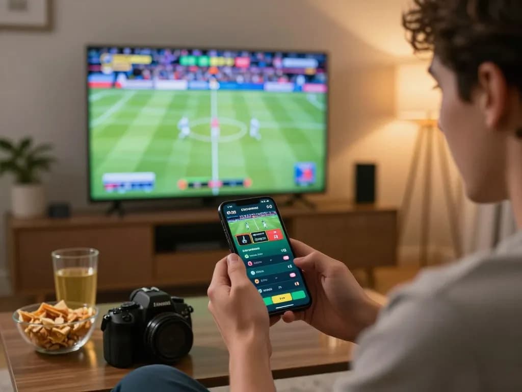 Engaging in online sports betting on 888now with excitement visible during live game.