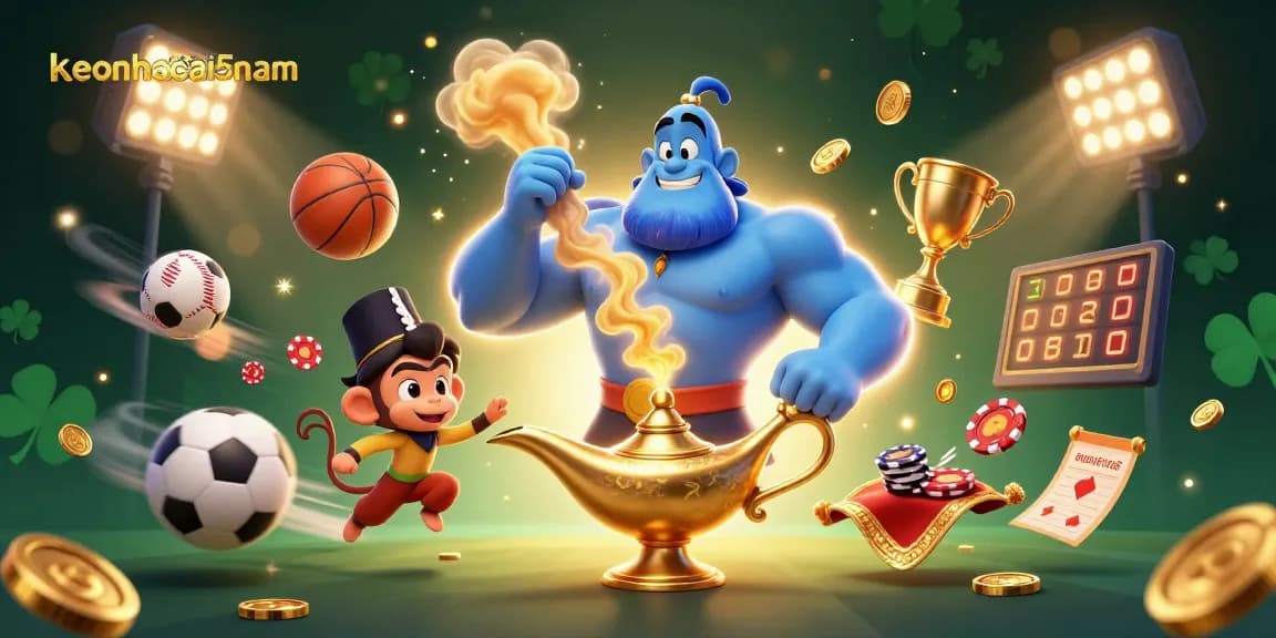 Experience thrilling sports betting action with keonhacai5nam's lively 3D casino scene.