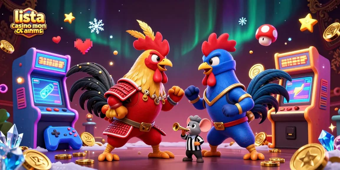 Scena coinvolgente di galli gemelli per lista casino non aams, che illustra un'azione di gioco online emozionante.
