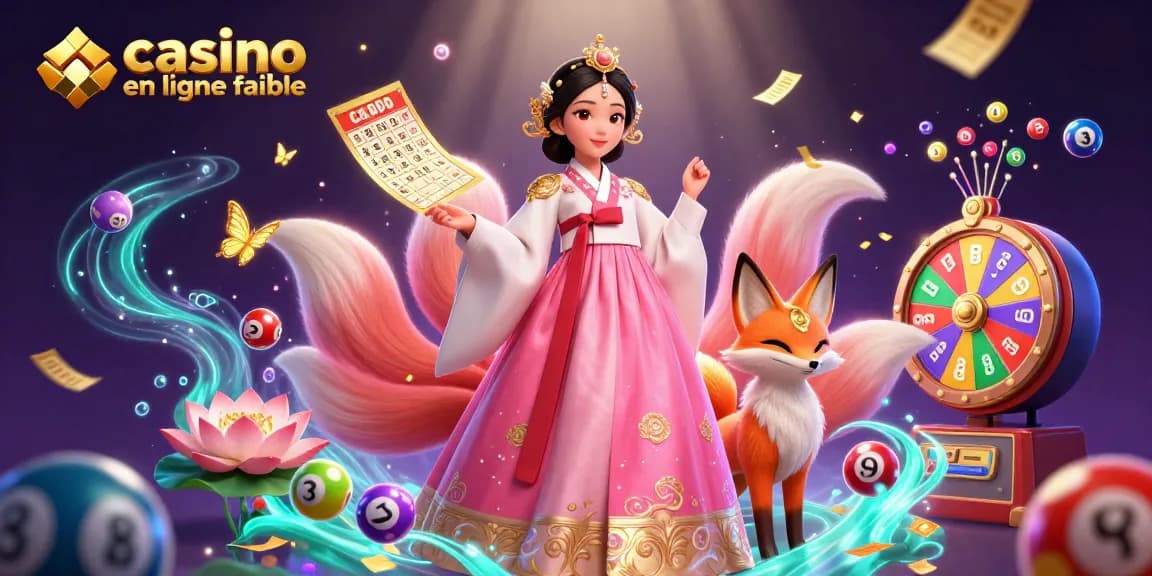 Vivez l'excitation du casino en ligne fiable avec des éléments de loterie vibrants et un personnage asiatique gracieux.
