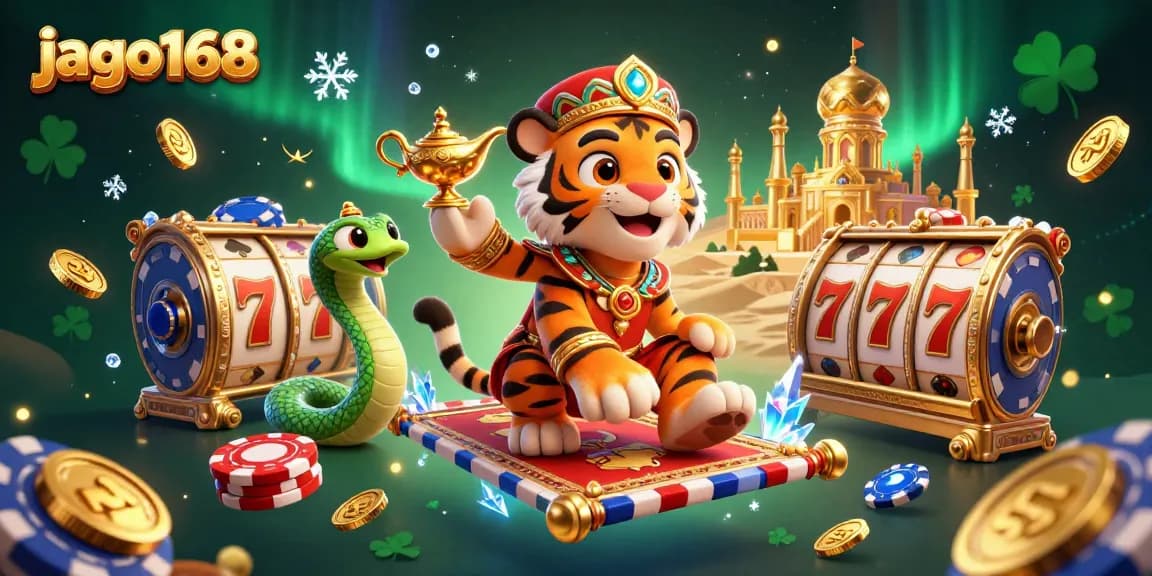 Experience thrilling coin hunting adventures with jago168 in this vibrant 3D casino illustration.