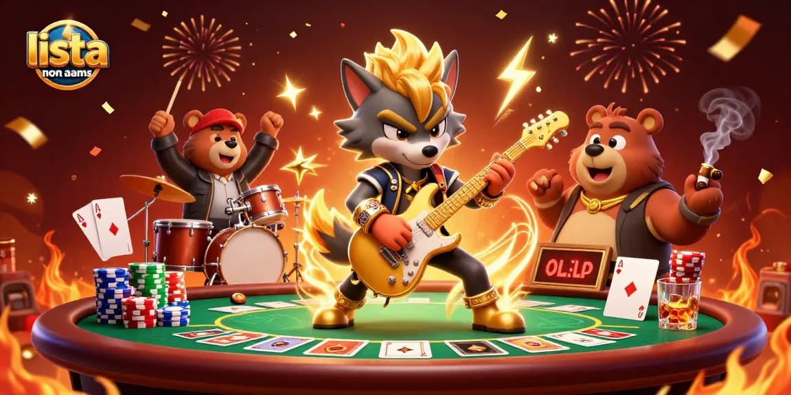Interagisci con l'energia vibrante della lista casino non AAMS in questa scena di casinò colorata che presenta elementi iconici.