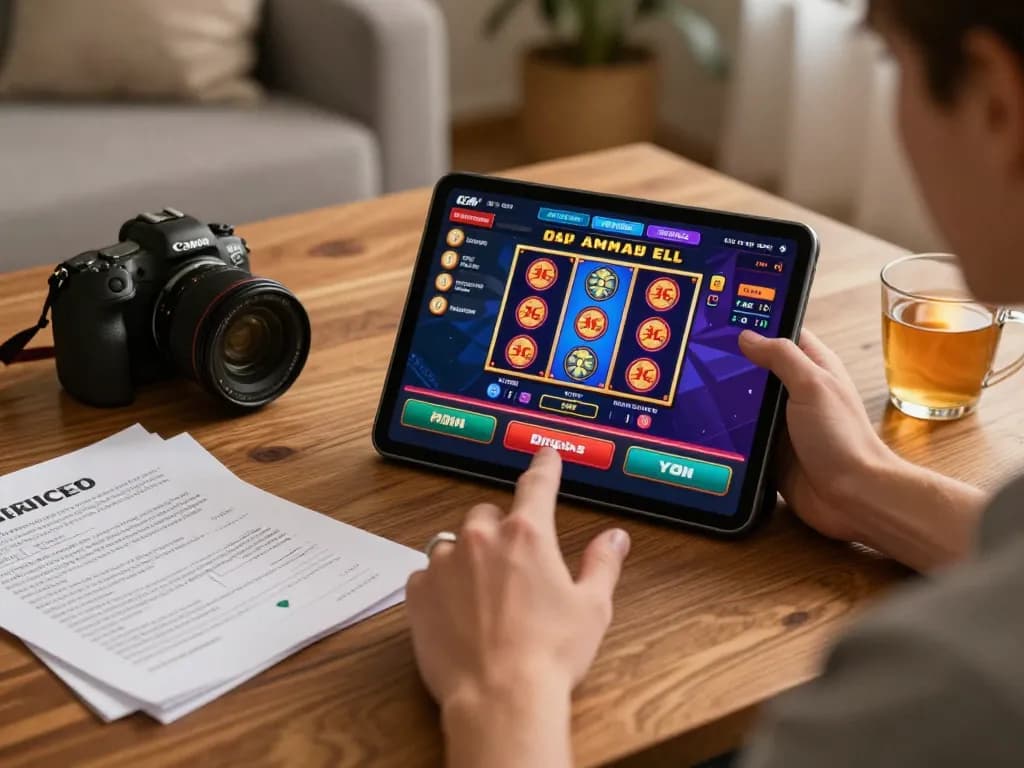 Engaged player experiencing thrilling gameplay at 68gamebaivn on tablet in cozy home setting.