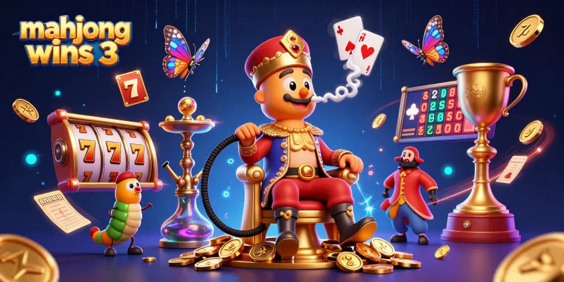 Experience mahjong wins 3 with colorful slot elements and dynamic gaming action in this vibrant 3D illustration.
