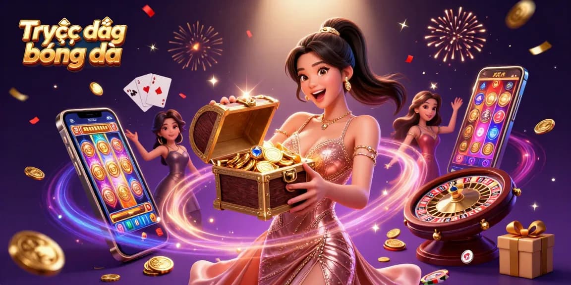 Engage in Trực tiếp bóng đá with an immersive experience marked by golden treasures and 3D gaming elements.