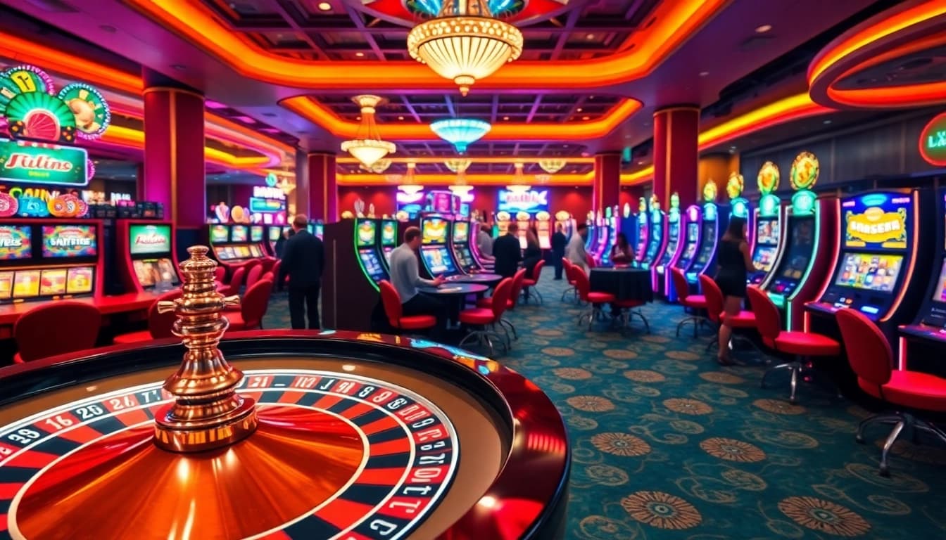 Menangkan permainan kasino bbni4d dengan suasana ceria dan mesin slot yang berwarna-warni.
