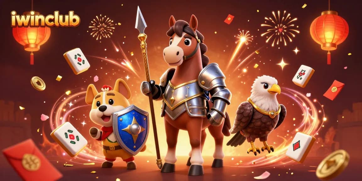 Win big at iwinclub: Experience a vibrant 3D casino atmosphere with knights and festive elements!