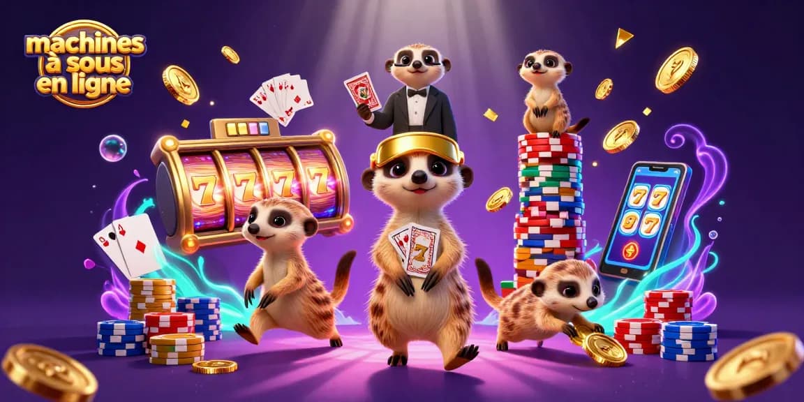 Jouer aux machines à sous en ligne dans un casino animé avec des suricates dans une scène dynamique.