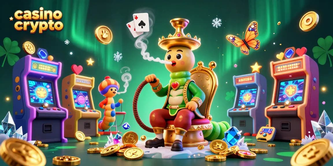 Gagnez avec le casino crypto en découvrant une scène colorée et magique pleine de jeux et de symboles éclairants.