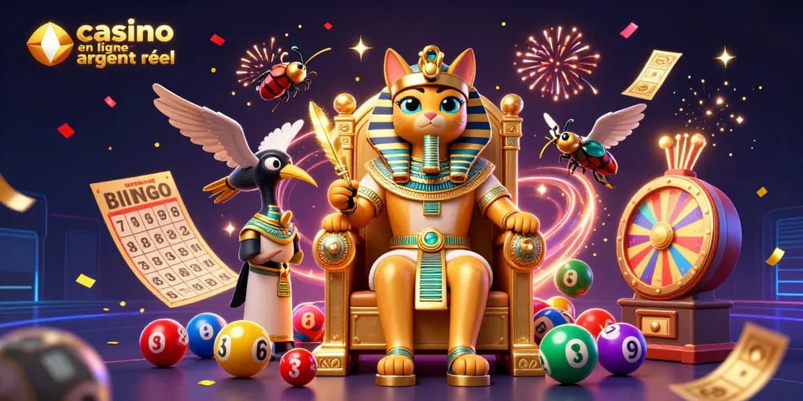 Jouez aux jeux de casino en ligne argent réel avec des personnages égyptiens dans un décor dynamique.