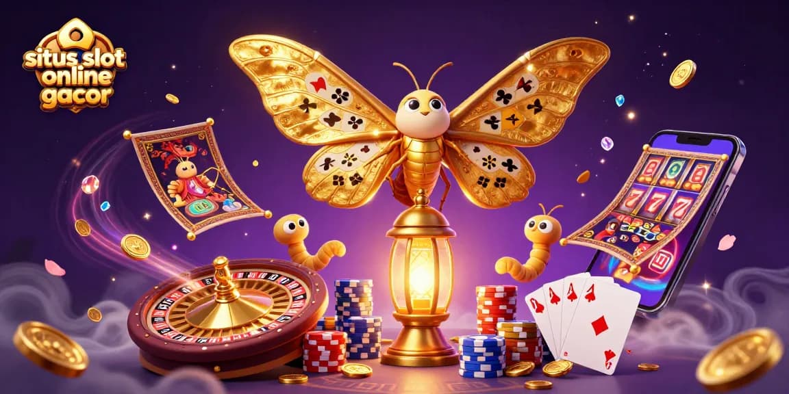 Menggoda pengalaman bermain di situs slot online gacor dengan ilustrasi kasino yang ceria dan penuh warna.