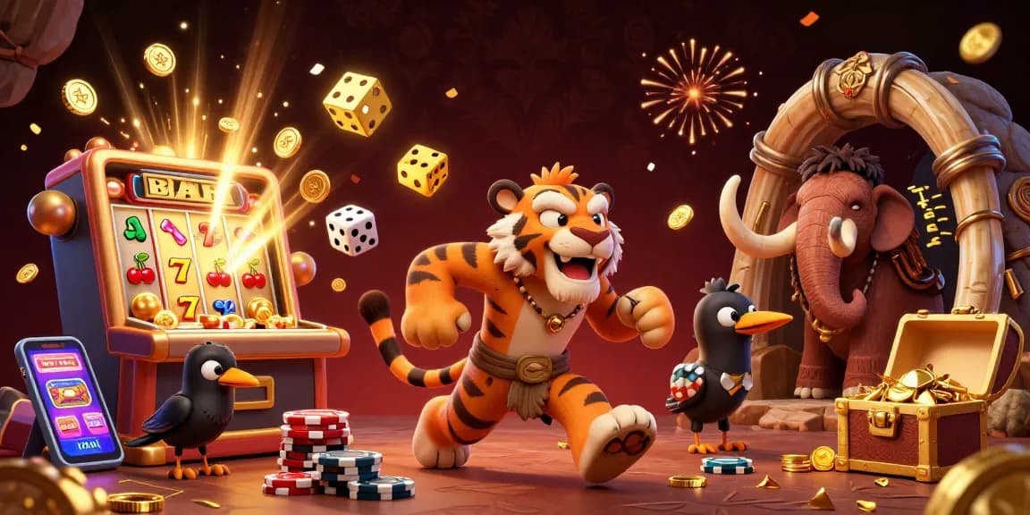 Experience nk888's vibrant casino world with cartoon characters and exciting game elements.