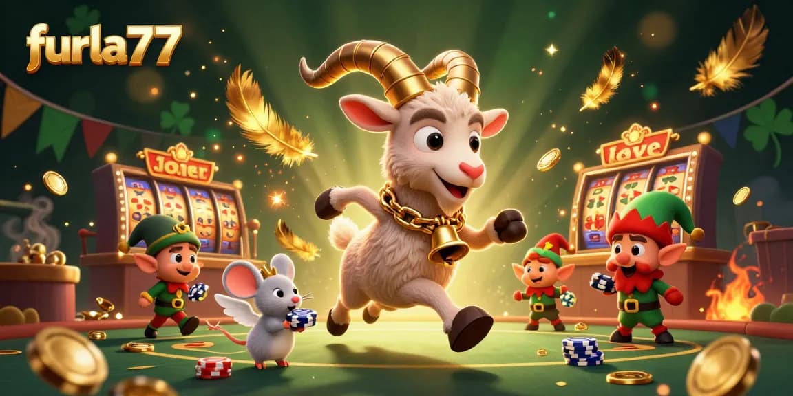 Experience thrilling gameplay at furla77 with lively 3D casino characters amidst vibrant slot visuals.