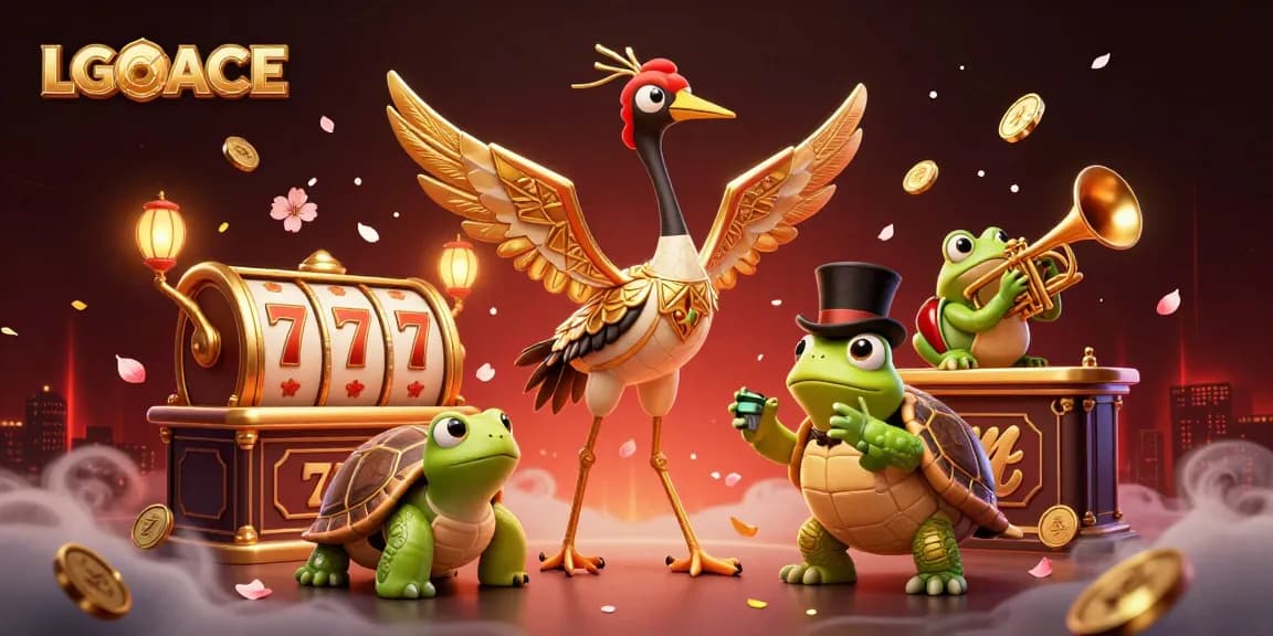 LGOACE invites players into a vibrant casino scene featuring iconic characters and dynamic slot elements.