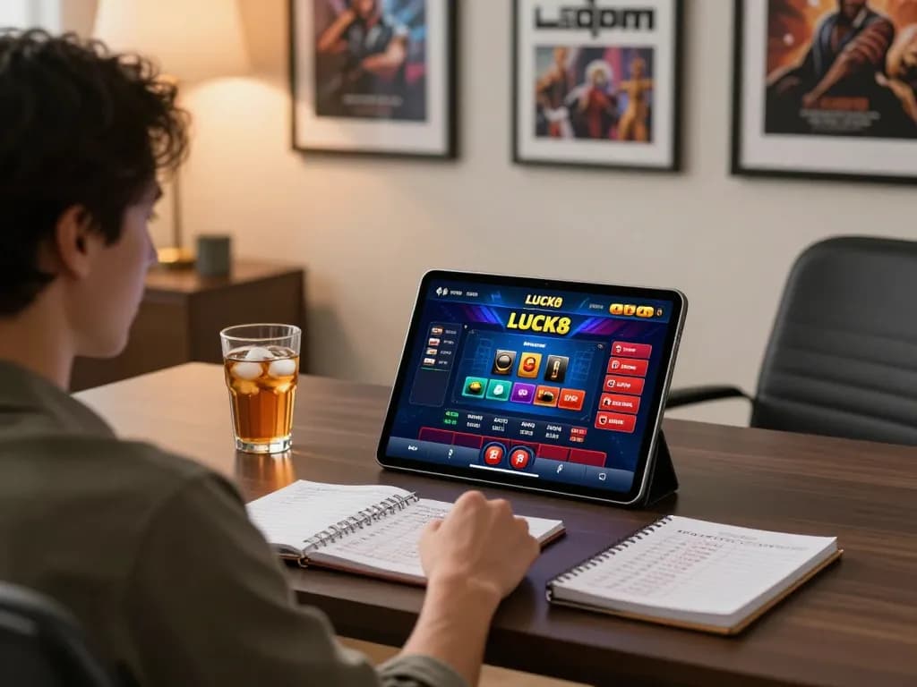 LUCK8 app gameplay shown on a tablet during an engaging home gambling session.