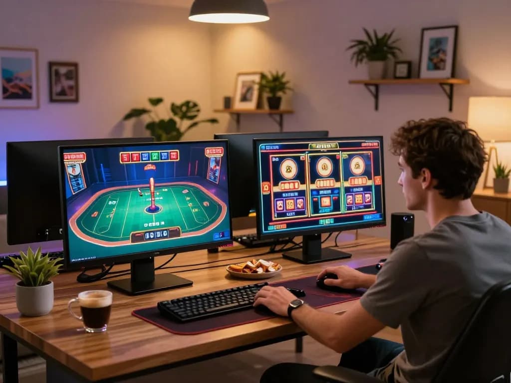 Player enjoying live dealer games at O8 online casino with engaging interface and cozy atmosphere