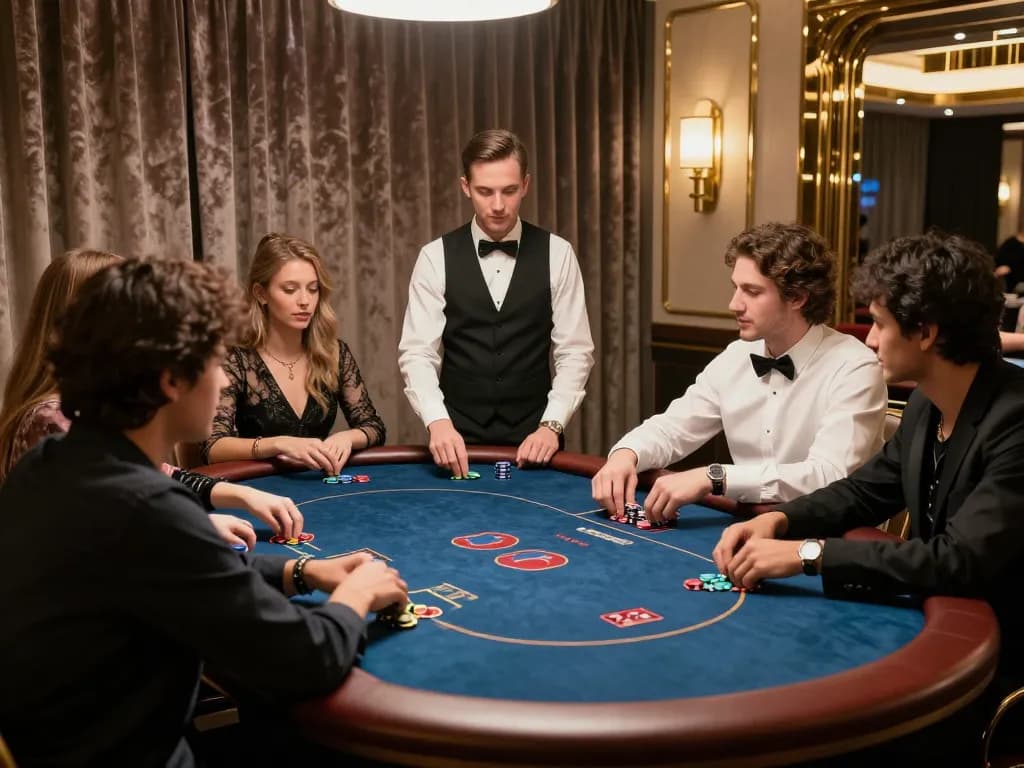 789win vip players enjoying a high-stakes poker game in an elegant casino atmosphere.