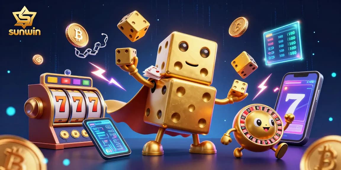 Engage in thrilling games at sunwin with vibrant dice and jackpot elements illuminating the scene.