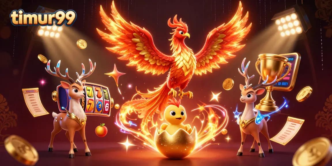 Bettors explore timur99 with exciting slot reels and dynamic casino elements in a vibrant 3D scene.