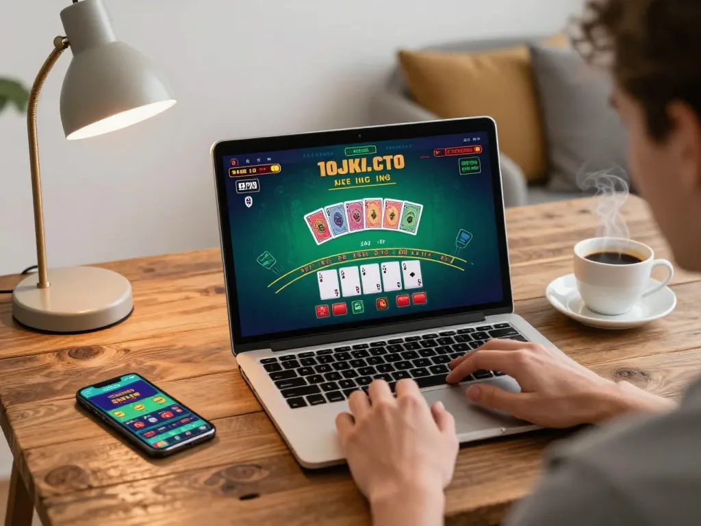 Engaging with online casinos in Canada through a live blackjack game setup on a laptop