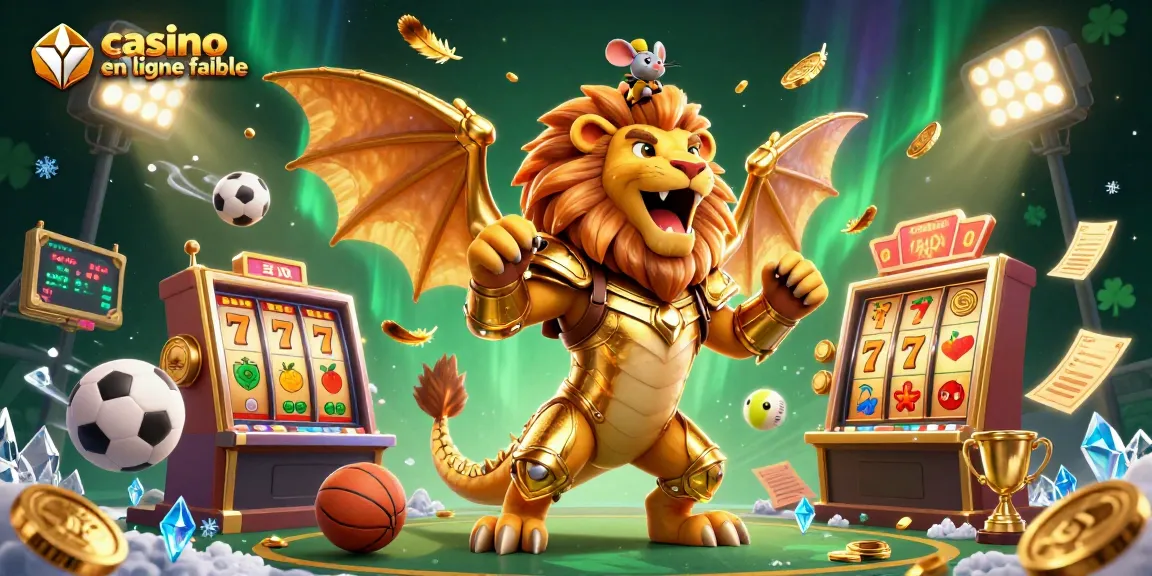 Image d'un casino en ligne fiable avec une chimère en armure dorée et des éléments de jeux d'argent.