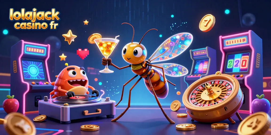 Play exciting games at lolajack casino fr with vibrant slots and dynamic characters, showcasing a lively casino scene.