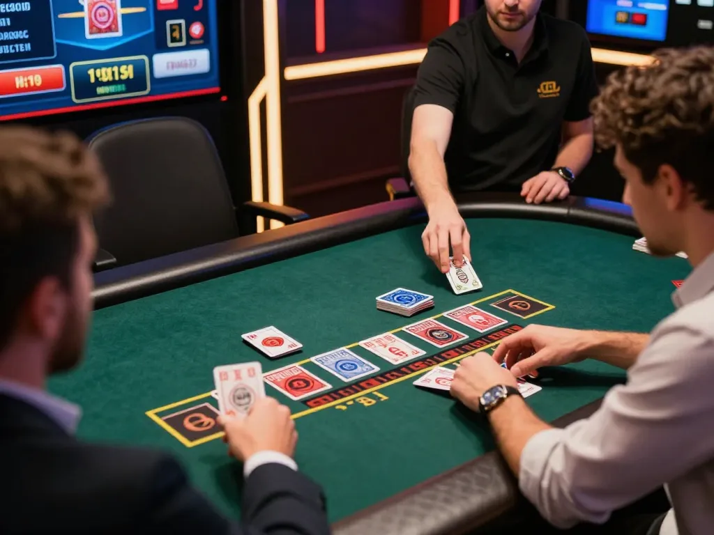 nhacaiuytinn engaging in live dealer blackjack, showcasing strategic gameplay and vibrant online atmosphere