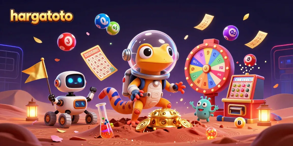 Play hargatoto’s thrilling lottery games as a Martian gecko discovers hidden treasures!
