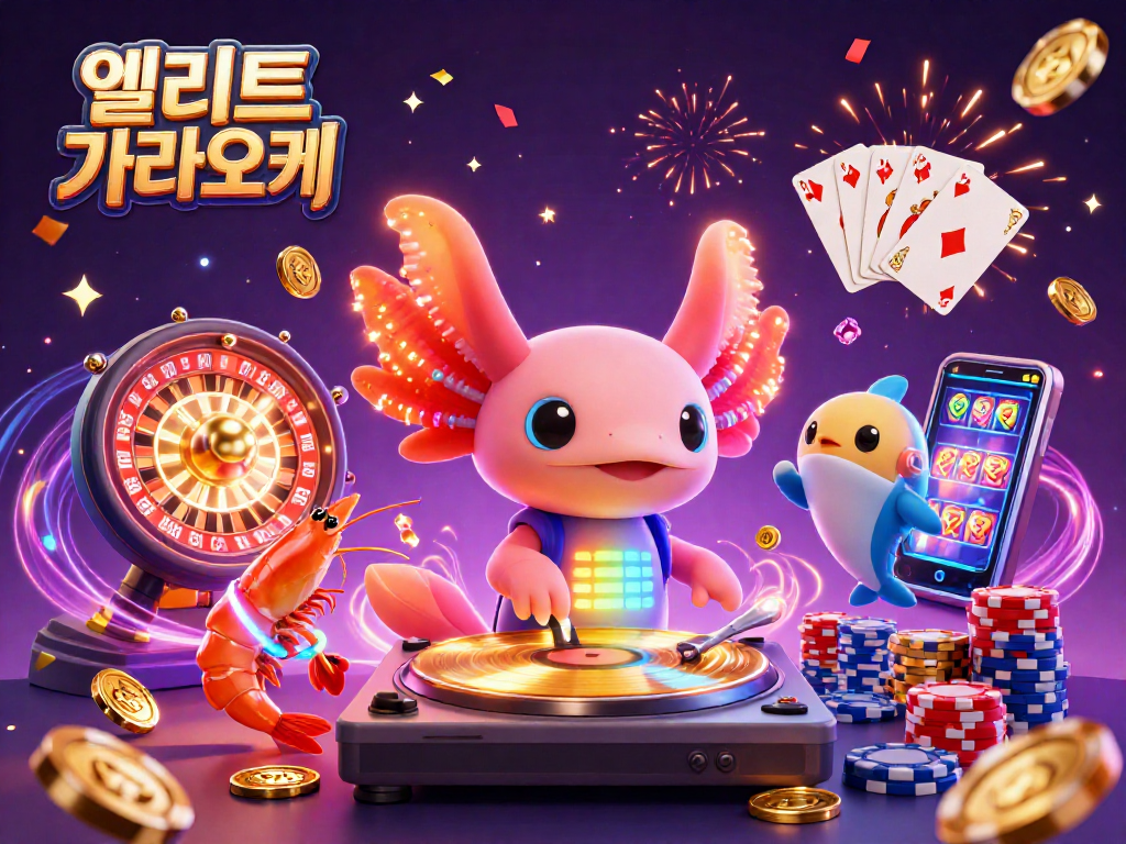 엘리트 가라오케에서 화려한 파티를 즐기며 춤추는 생물들과 함께하는 환상적인 장면