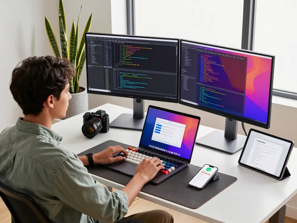 Developer using OpenClaw AI in a modern workspace showcasing productivity tools and coding environment.