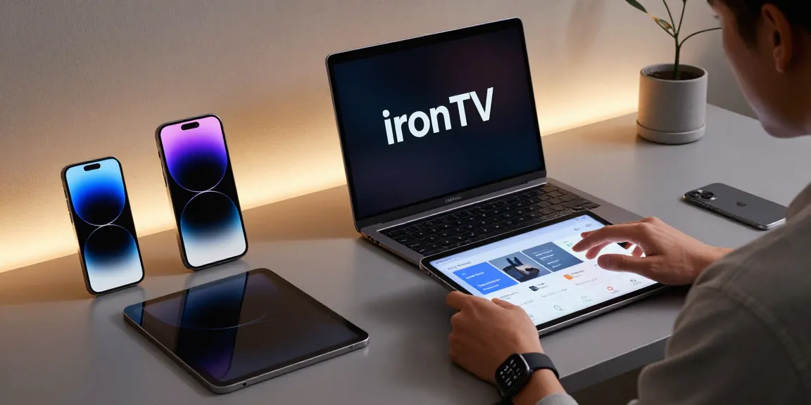 Iron tv sur une interface moderne, mettant en avant le développement logiciel et les solutions numériques.