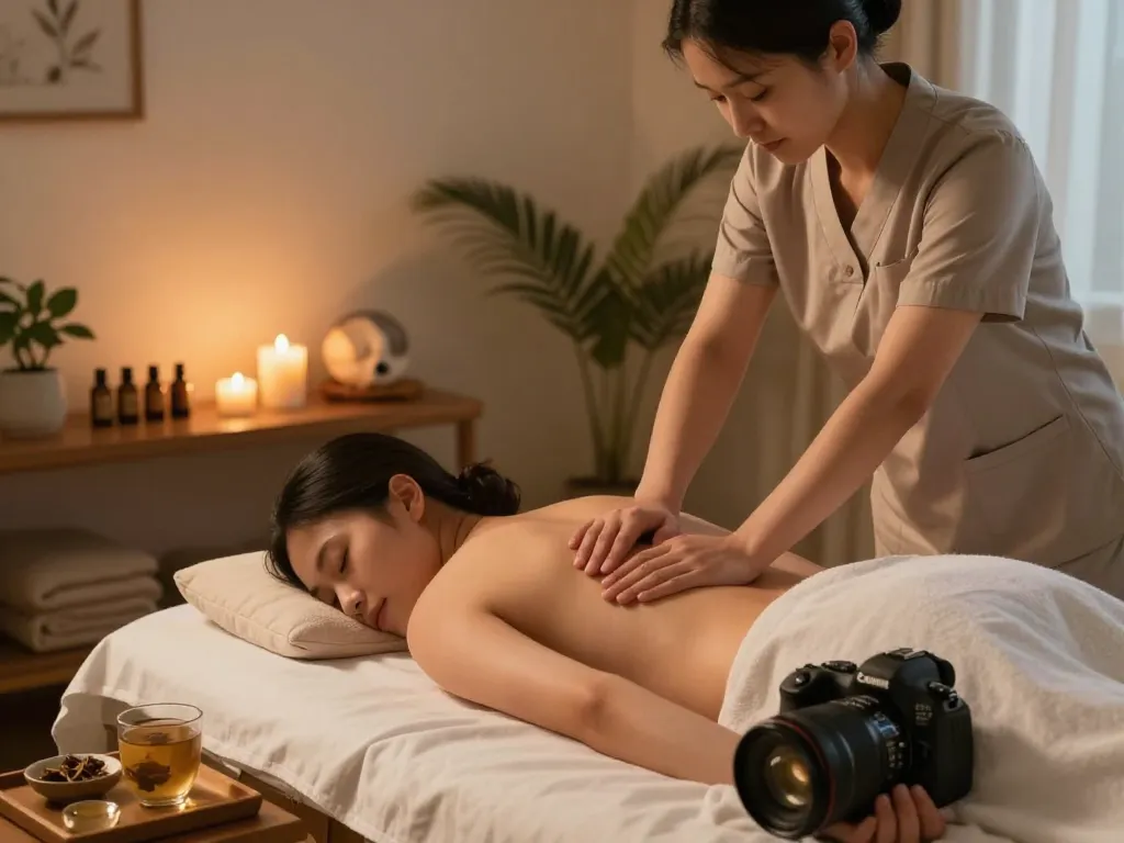 Relaxing 출장 massage therapy session in a cozy atmosphere with soothing elements.