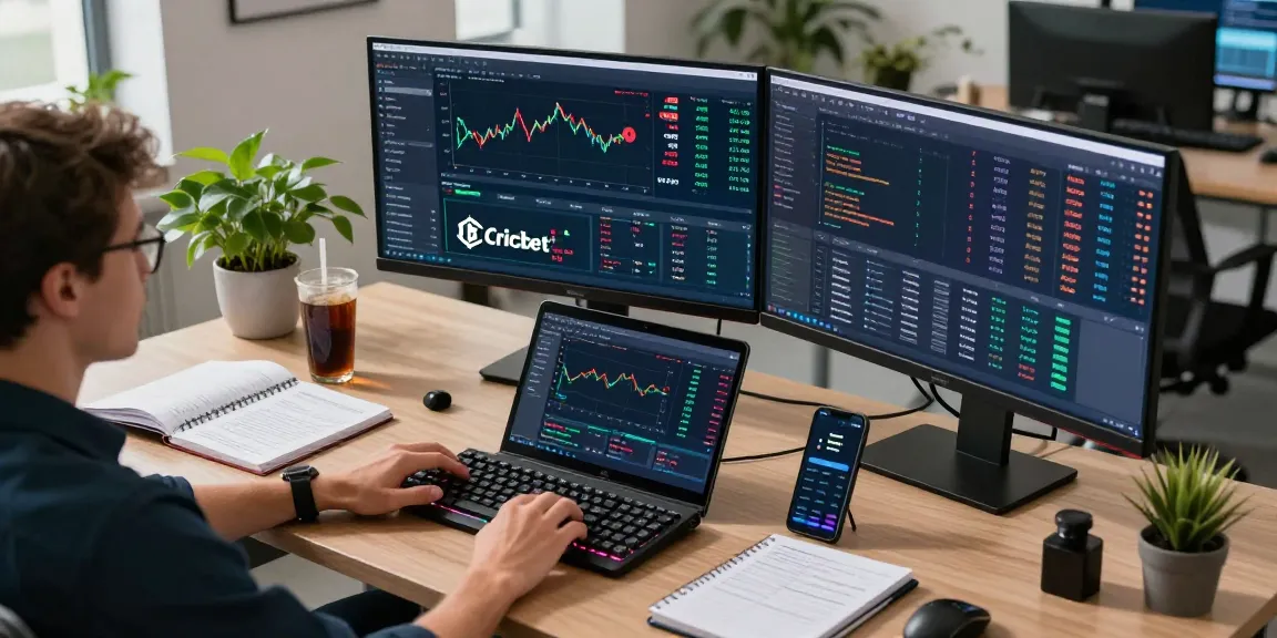 Cricbet trading workspace showcasing innovative cryptocurrency analysis with live charts and digital wallets.