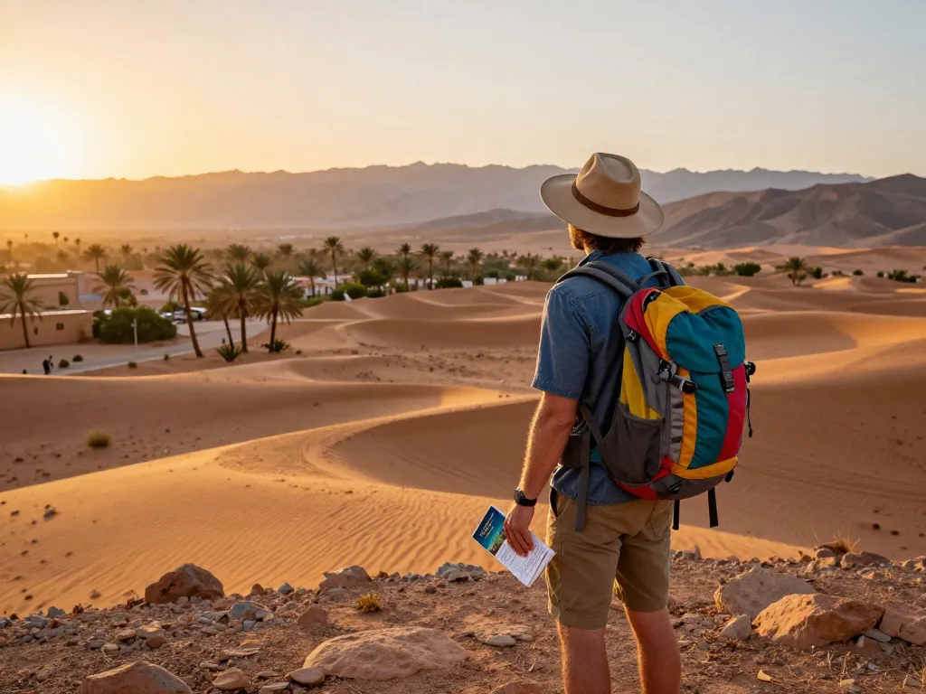 Adventurous traveler exploring stunning Moroccan landscape with a morocco travel company.