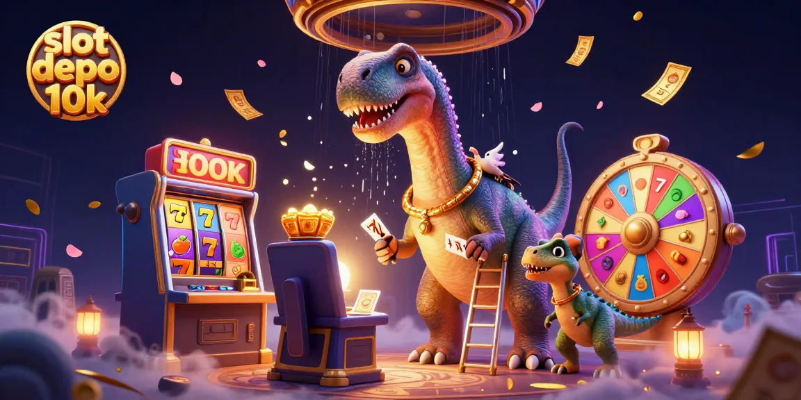 Spin the slot depo 10k for exciting wins with vibrant casino elements in a dynamic scene.