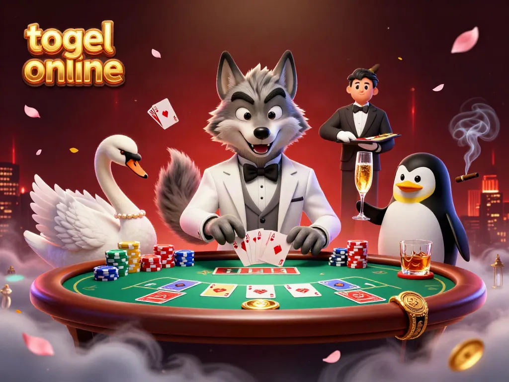 Experience the excitement of togel online with vibrant characters at a baccarat table.