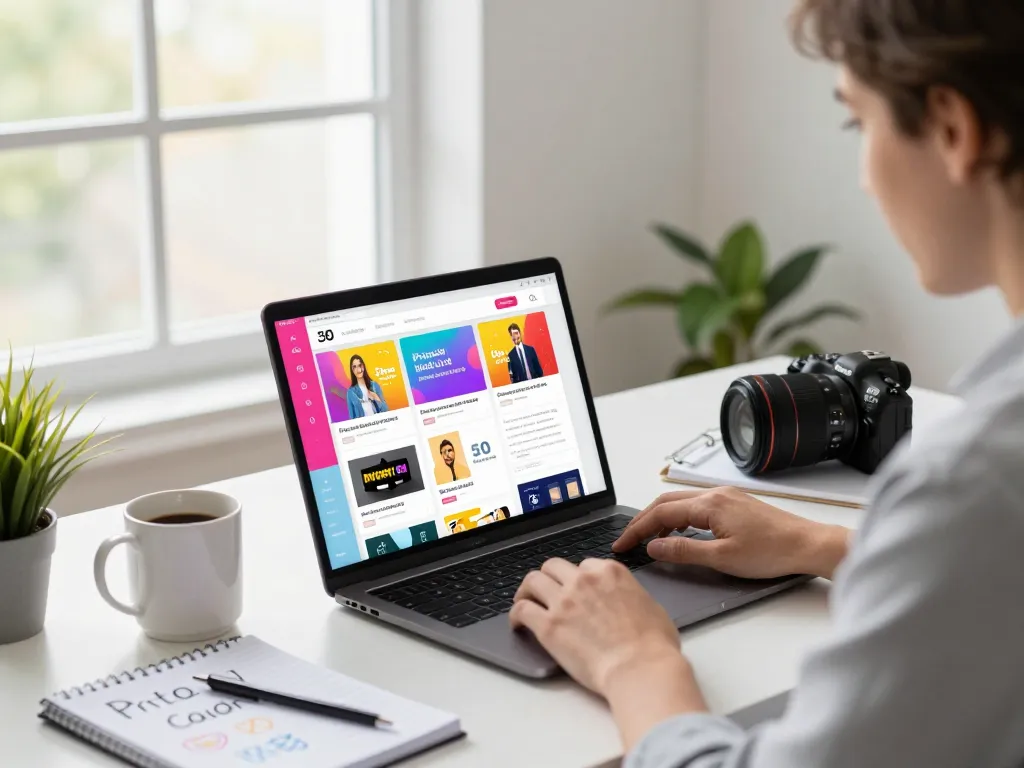 Buy Private Label Rights Products displayed on a laptop in a modern workspace with vibrant digital graphics.
