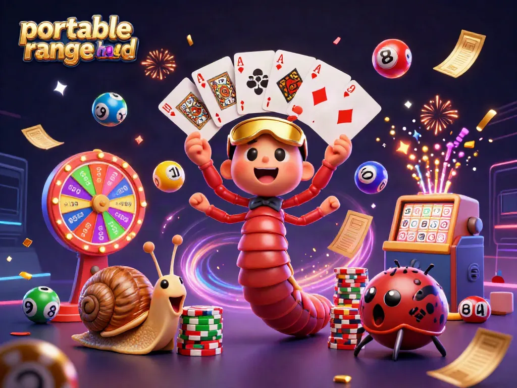 Gamblers engaged with the portable range hood amidst swirling colorful lotto balls and confetti.