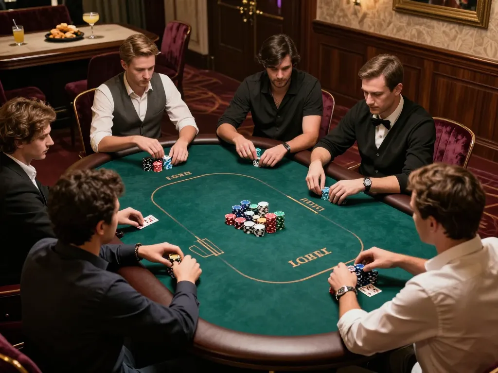 Players enjoying a high-stakes poker game at ABc8go with strategic bets and vibrant atmosphere.