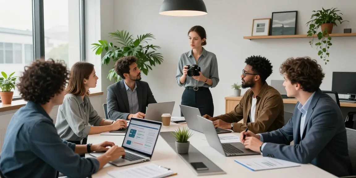 Fotografo aziendale Milano réalisant des photos professionnelles d'équipe dans un bureau moderne.