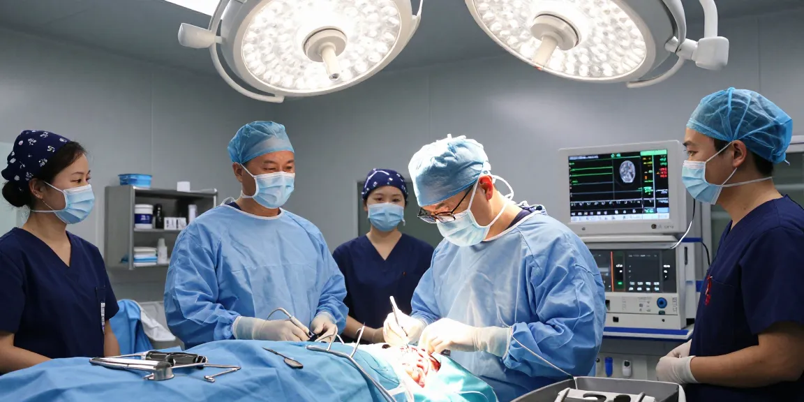 Neurosurgeon performing a Beyin ameliyatı in a bright operating room, showcasing surgical precision and advanced medical technology.