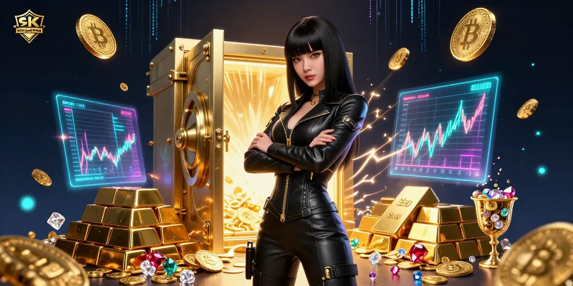 Engage with the high-stakes world of situs judi bola showcasing a powerful Asian woman amidst dynamic casino elements.