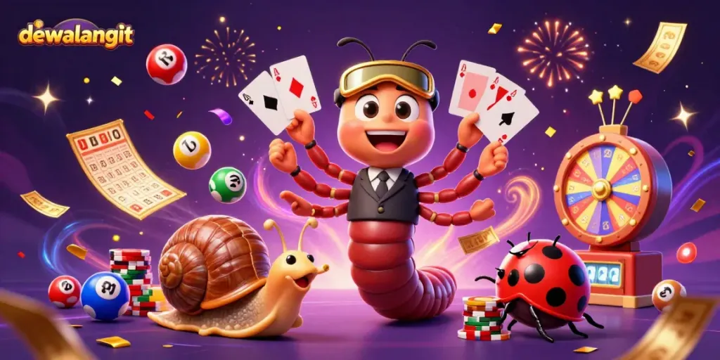 Permainan kartu dinamis 'dewalangit' dengan dealer kartun 3D dan lotere penuh warna.