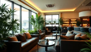 Relaxing atmosphere at Green Guyz Cannabis Club Madrid showcasing its modern lounge and greenery.