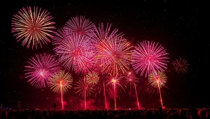 Witness dazzling fireworks uk lighting up the night sky, captivating onlookers below.